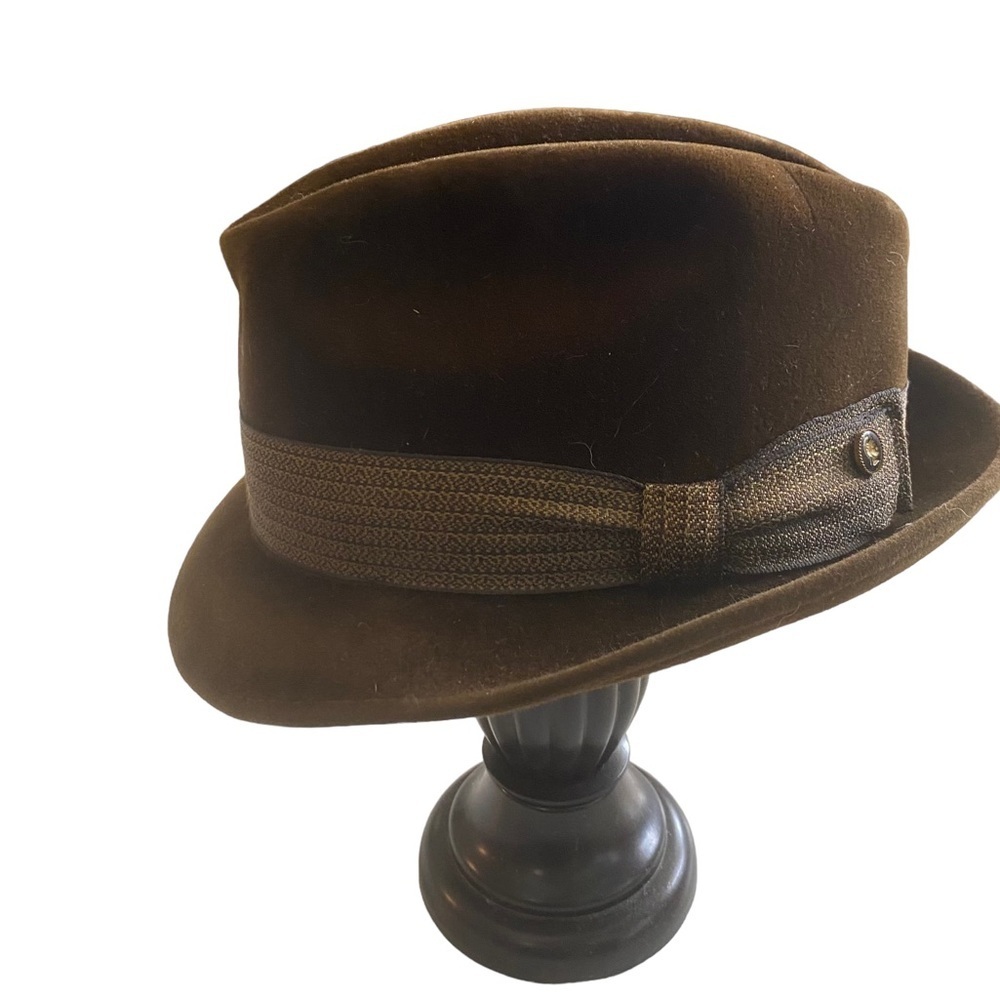 Bianchi Brown Velvet Fedora Sz 6.75